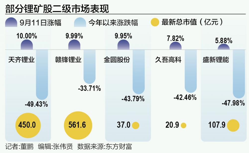 天齐锂业领衔锂矿股大涨